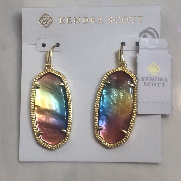 Kendra Scott 14k Gold Plated Elle Drop Earrings Yellow Watercolor Illusion NWT - Picture 11 of 13